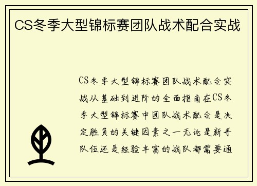 CS冬季大型锦标赛团队战术配合实战