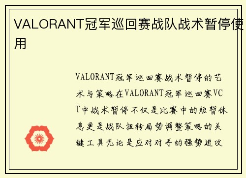 VALORANT冠军巡回赛战队战术暂停使用